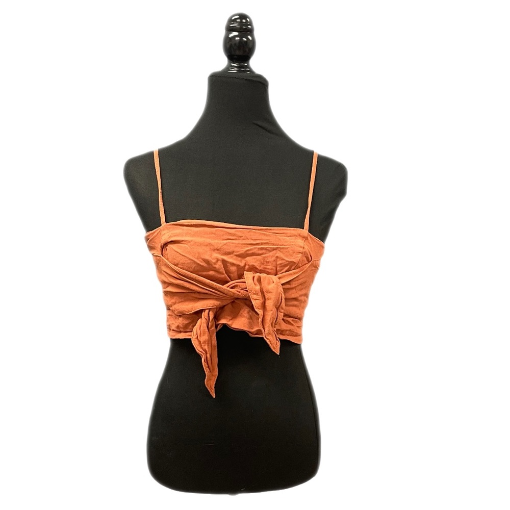 Sybille- Rusty orange spaghetti strap tank top with front knot
